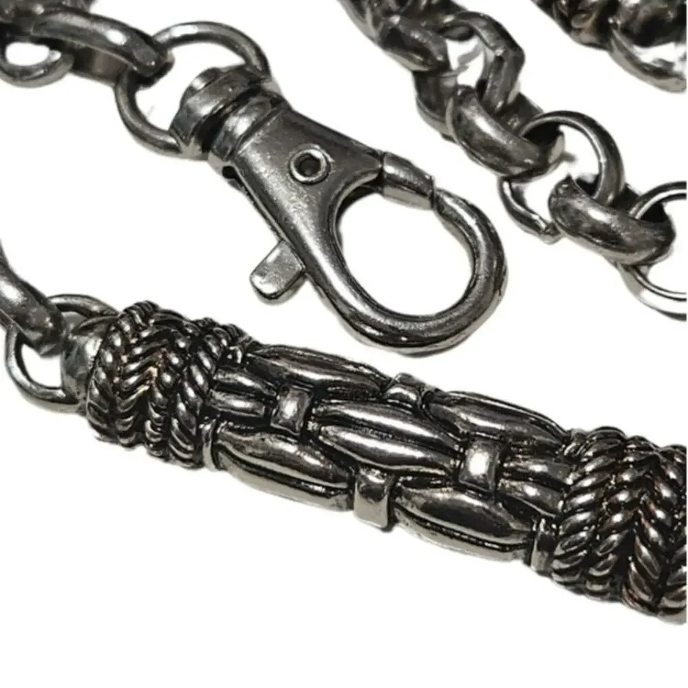 Silver Metal Weave Design Chain Links Belly Chain Heavyweight Belt Silver Tone